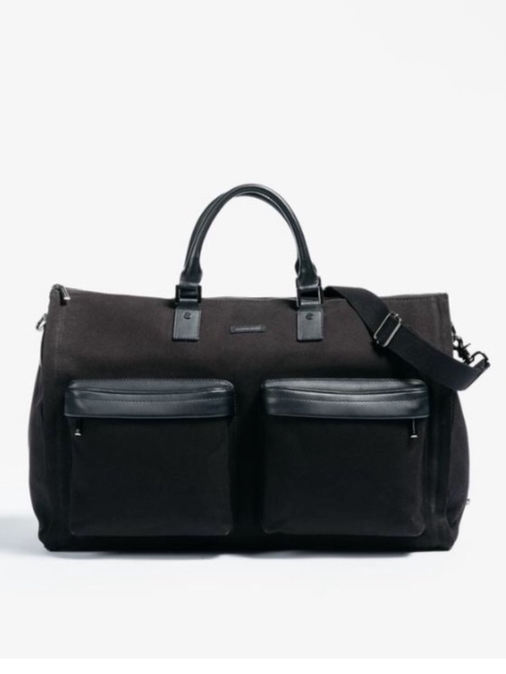 NWOT Hooks & Albert Canvas Leather Garment Bag Black
